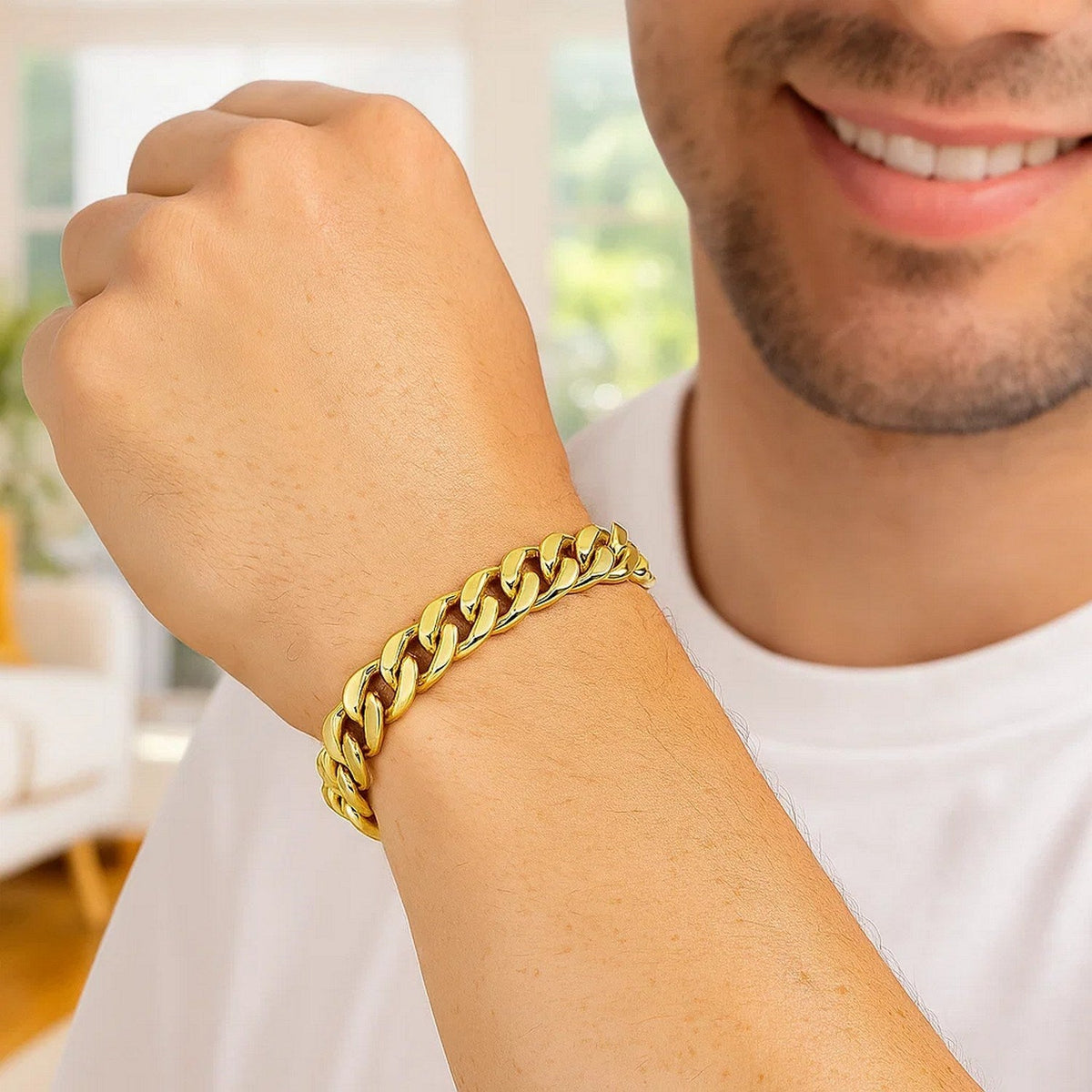 14k Yellow Gold Polished Curb Chain Bracelet (11.50 mm) - LinkagejewelrydesignLinkagejewelrydesign