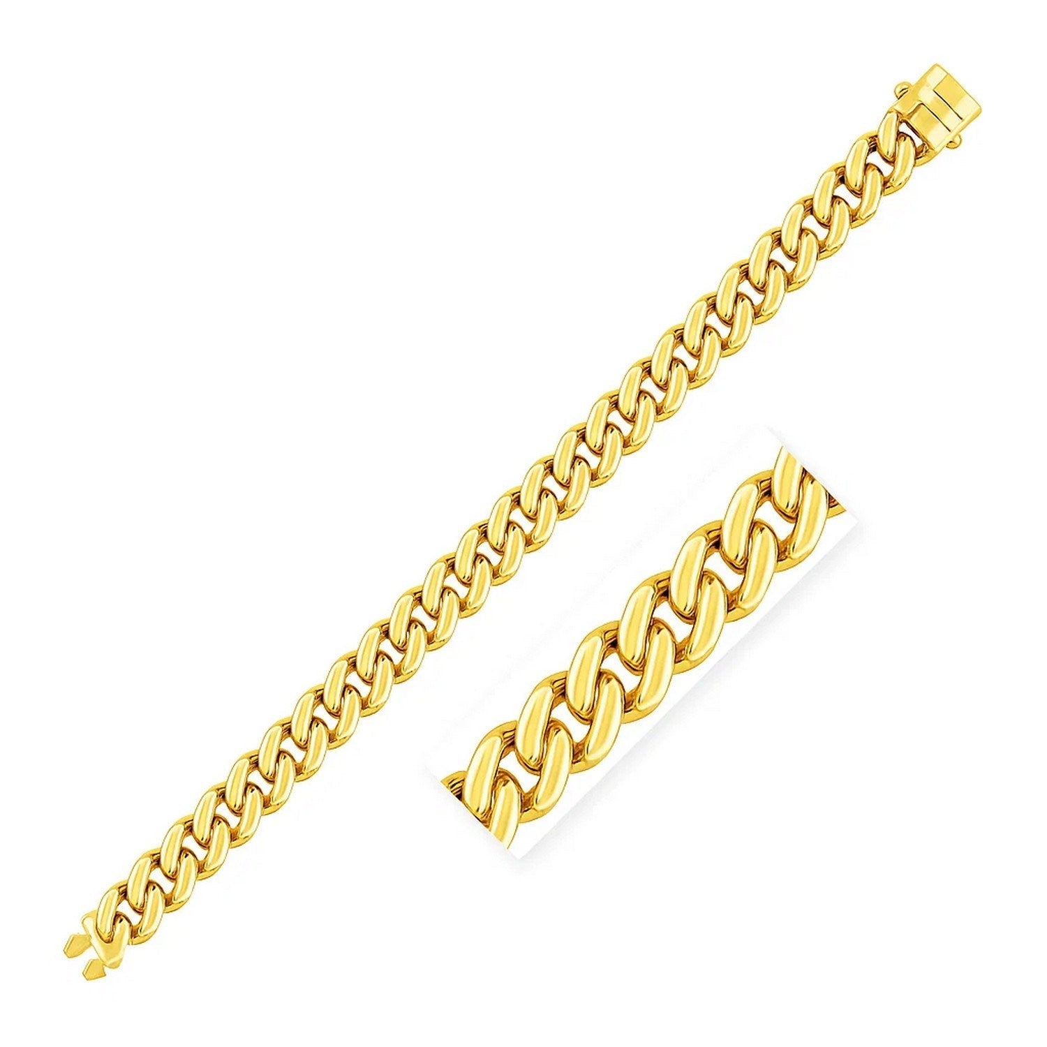 14k Yellow Gold Polished Curb Chain Bracelet (11.50 mm) - LinkagejewelrydesignLinkagejewelrydesign