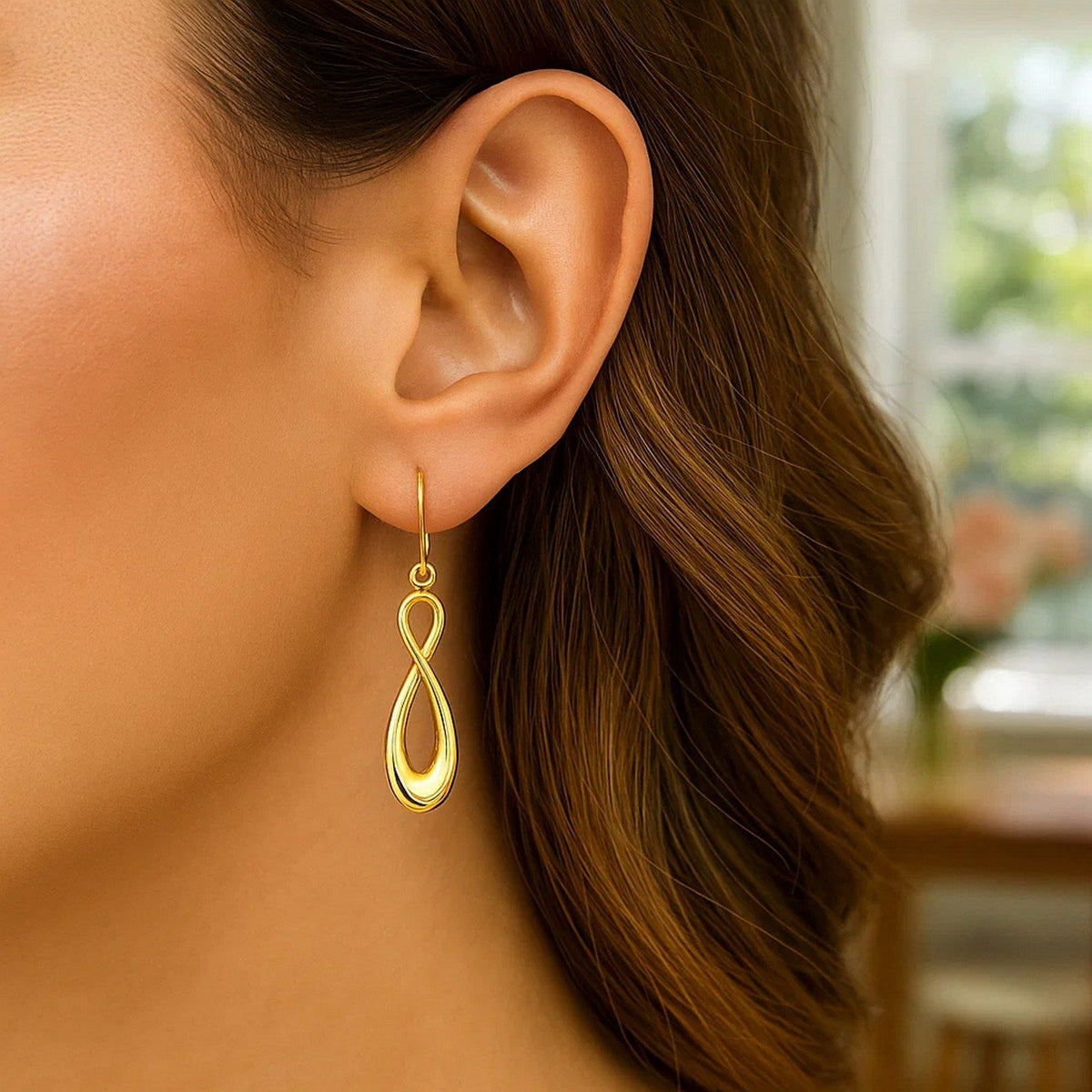 14k Yellow Gold Polished Earrings in Infinity Design - LinkagejewelrydesignLinkagejewelrydesign