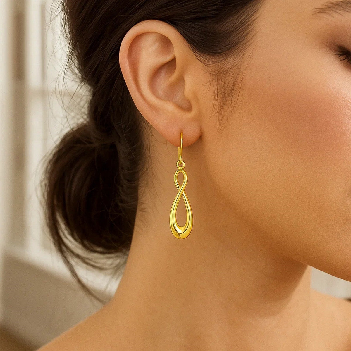 14k Yellow Gold Polished Earrings in Infinity Design - LinkagejewelrydesignLinkagejewelrydesign