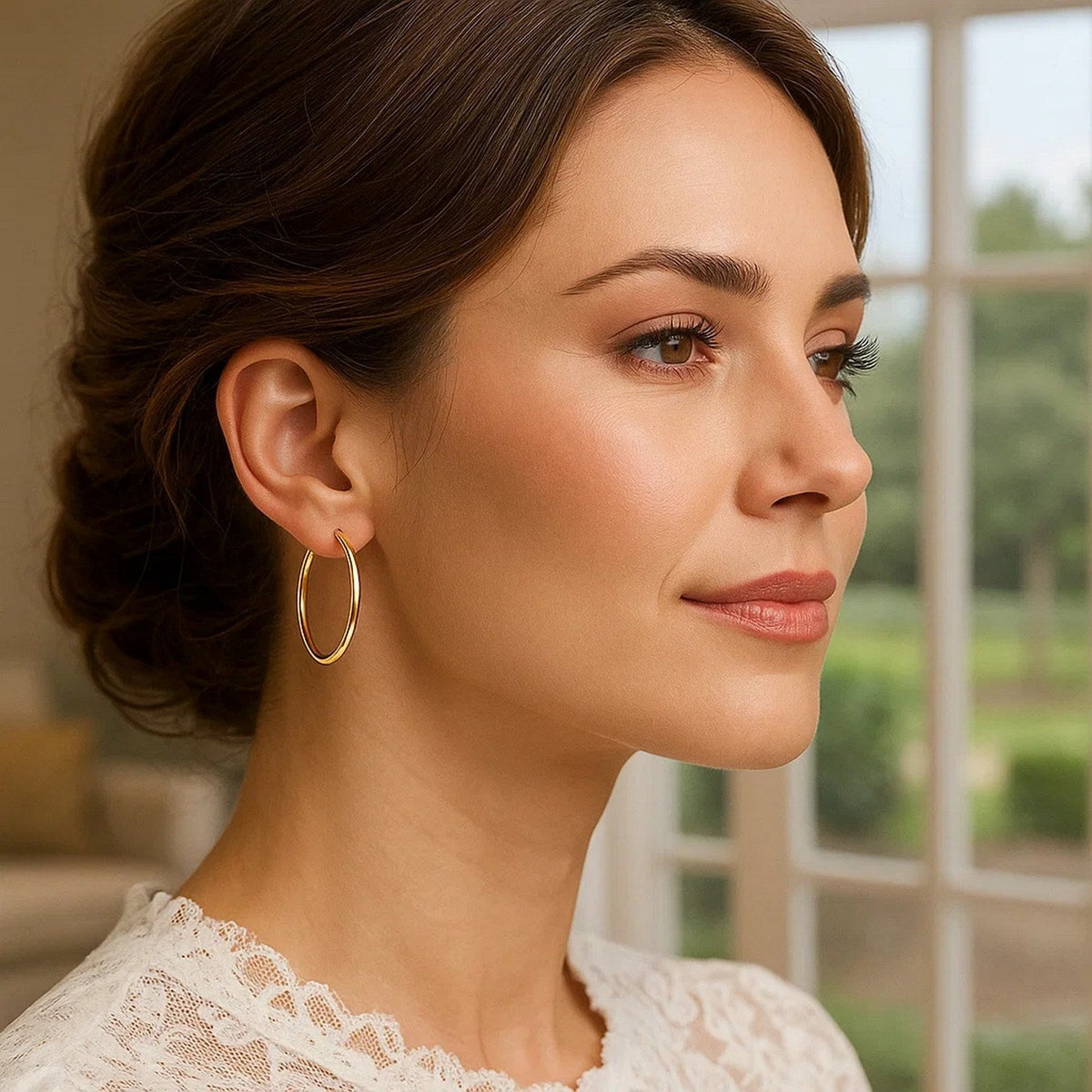 14k Yellow Gold Polished Hoop Earrings (1.5x25mm) - LinkagejewelrydesignLinkagejewelrydesign