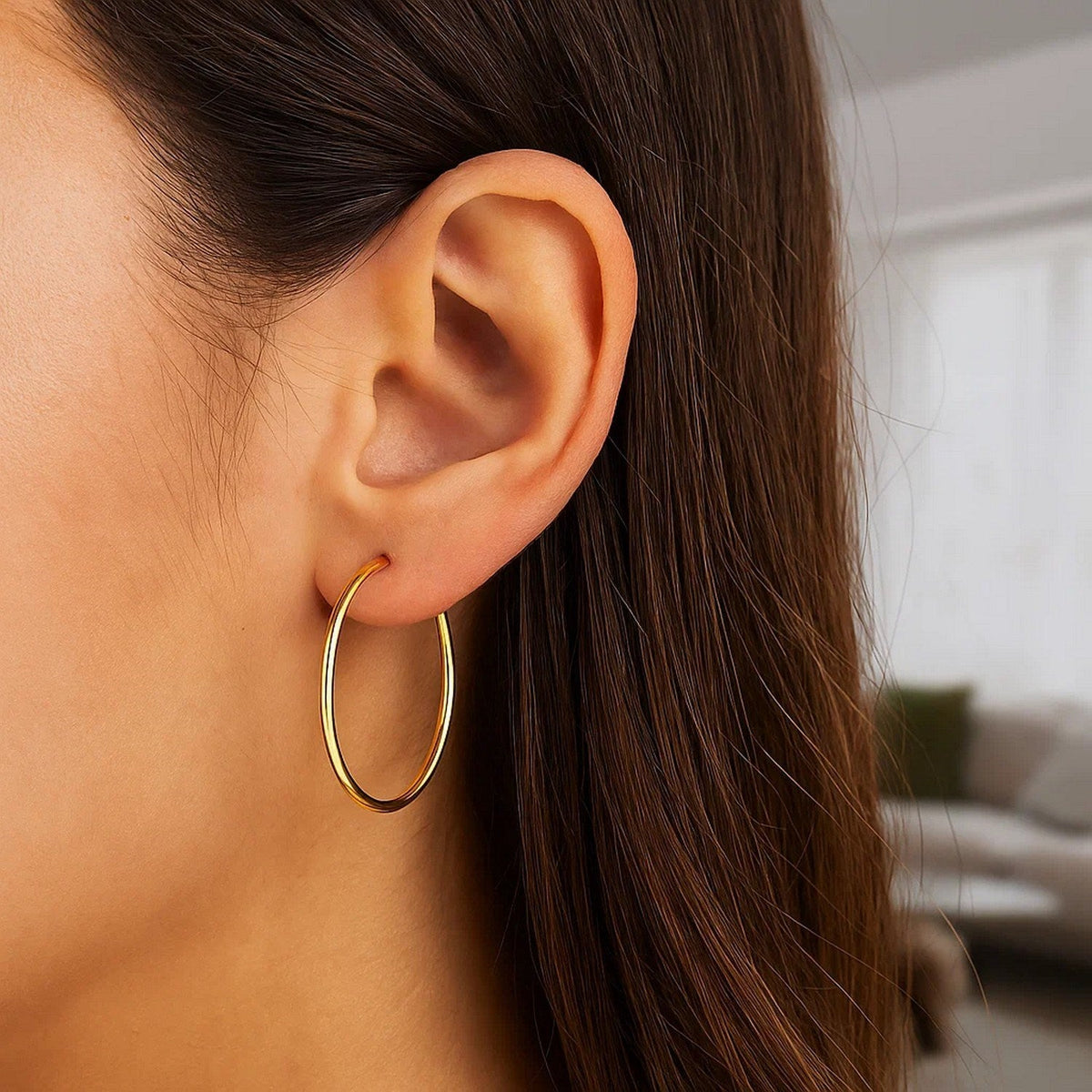 14k Yellow Gold Polished Hoop Earrings (1.5x30mm) - LinkagejewelrydesignLinkagejewelrydesign