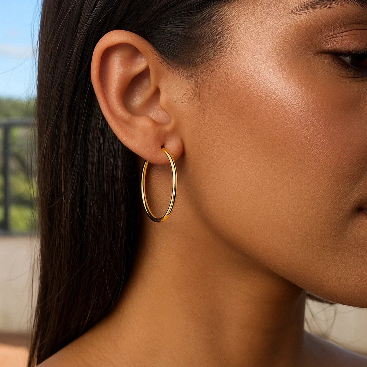 14k Yellow Gold Polished Hoop Earrings (1.5x30mm) - LinkagejewelrydesignLinkagejewelrydesign