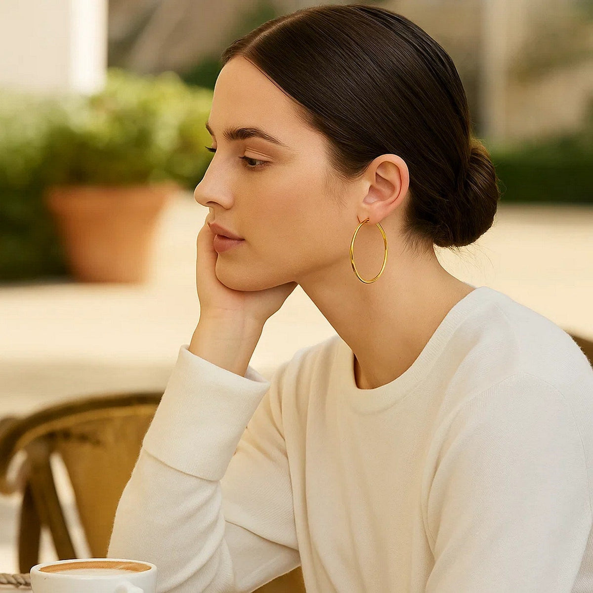 14k Yellow Gold Polished Hoop Earrings (1.5x45mm) - LinkagejewelrydesignLinkagejewelrydesign