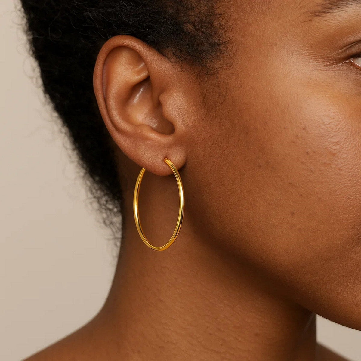 14k Yellow Gold Polished Hoop Earrings (25 mm) - LinkagejewelrydesignLinkagejewelrydesign