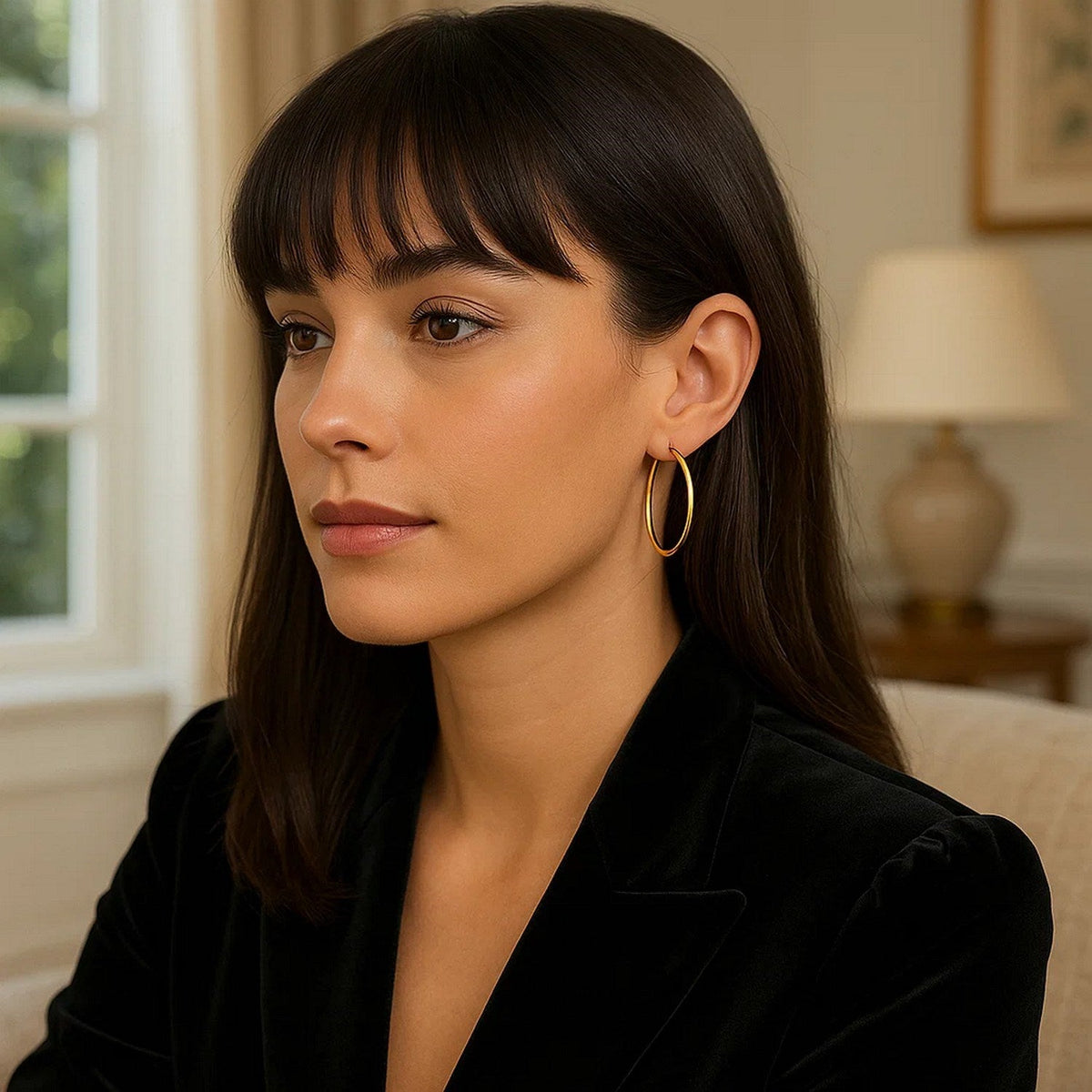 14k Yellow Gold Polished Hoop Earrings (25 mm) - LinkagejewelrydesignLinkagejewelrydesign