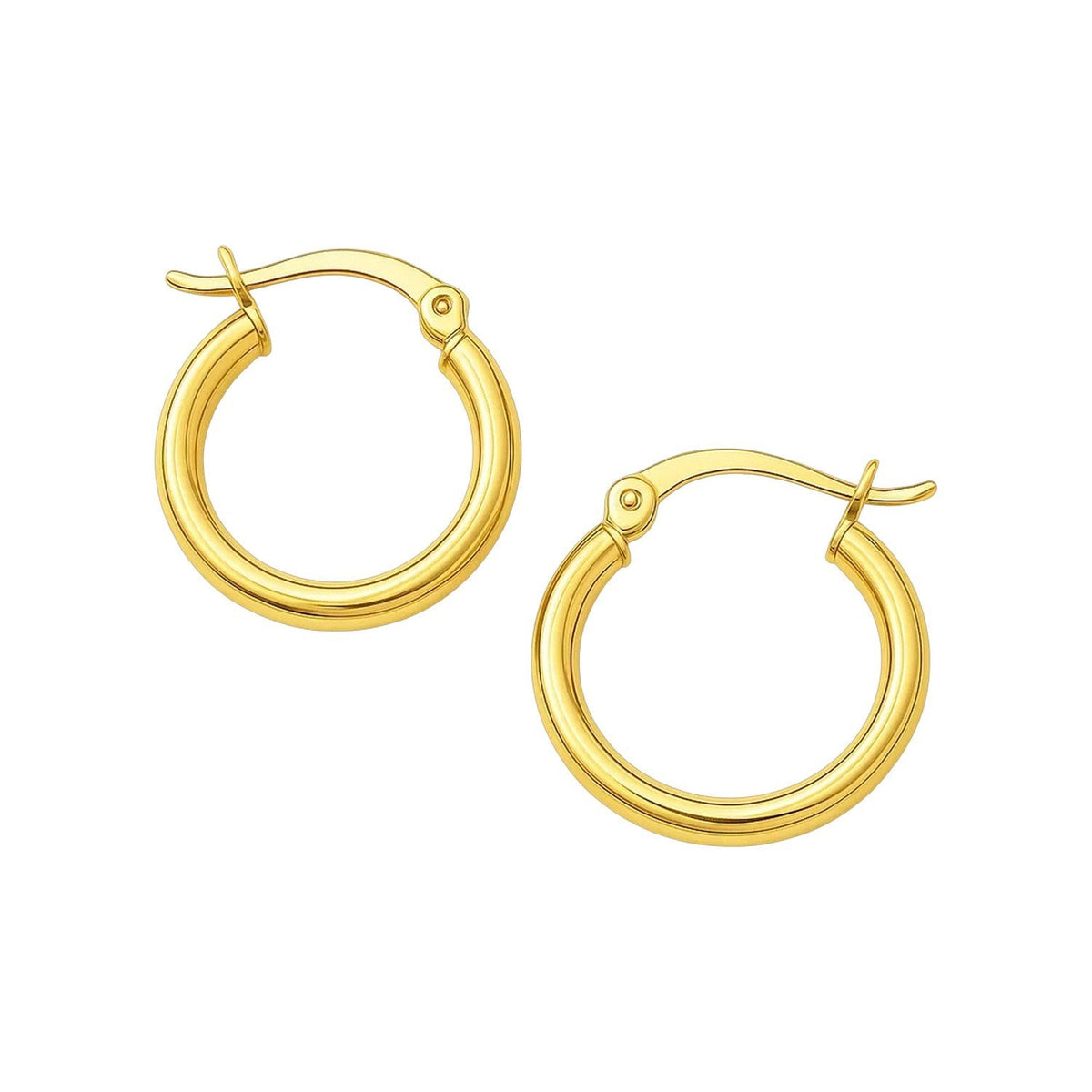 14k Yellow Gold Polished Hoop Earrings (2x15mm) - LinkagejewelrydesignLinkagejewelrydesign