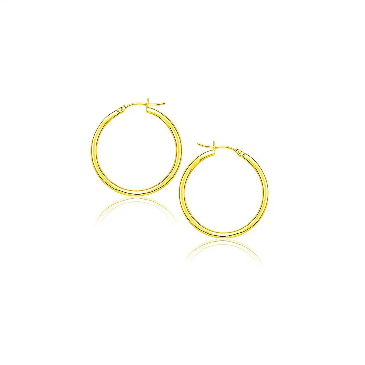 14k Yellow Gold Polished Hoop Earrings (2x20mm) - LinkagejewelrydesignLinkagejewelrydesign