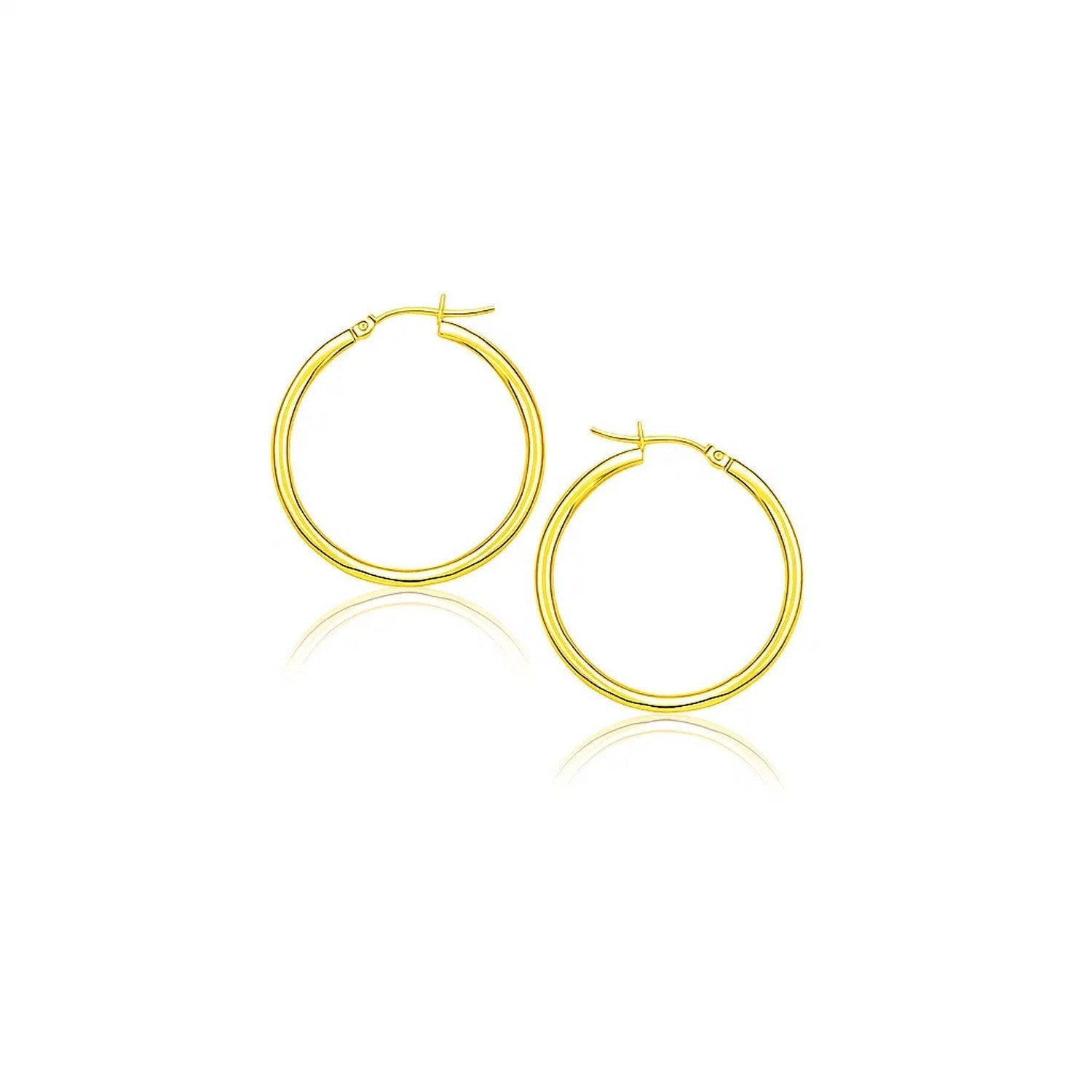 14k Yellow Gold Polished Hoop Earrings (2x20mm) - LinkagejewelrydesignLinkagejewelrydesign