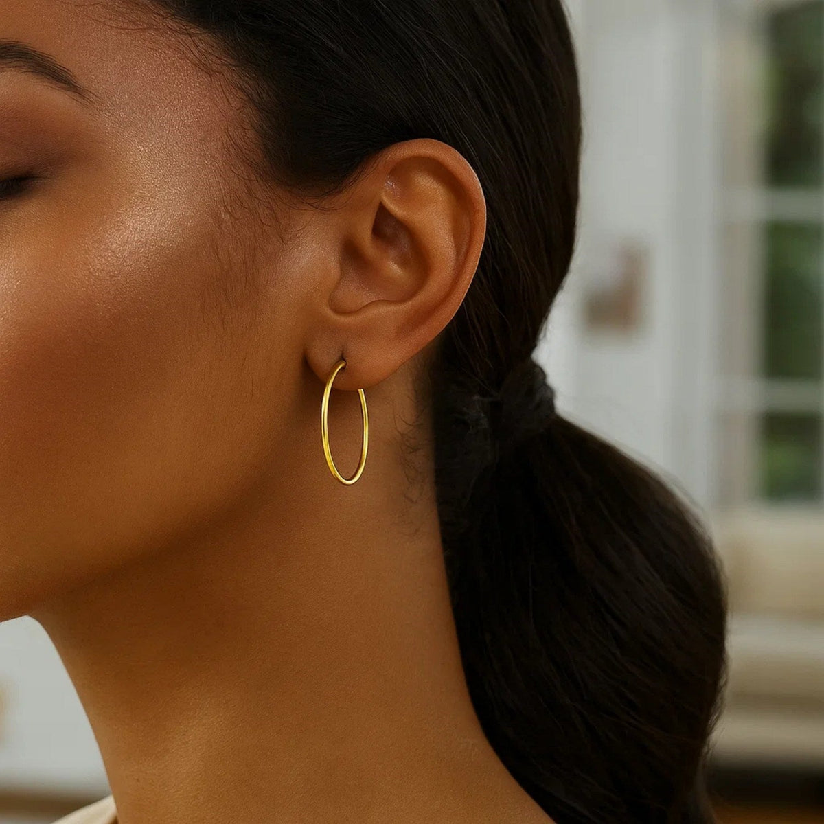 14k Yellow Gold Polished Hoop Earrings (2x30mm) - LinkagejewelrydesignLinkagejewelrydesign