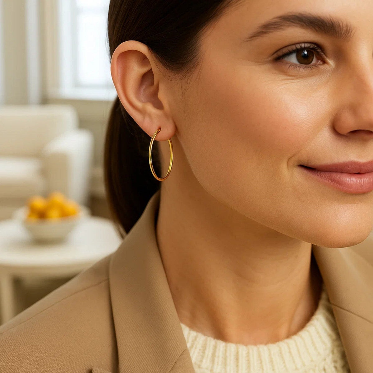 14k Yellow Gold Polished Hoop Earrings (2x30mm) - LinkagejewelrydesignLinkagejewelrydesign