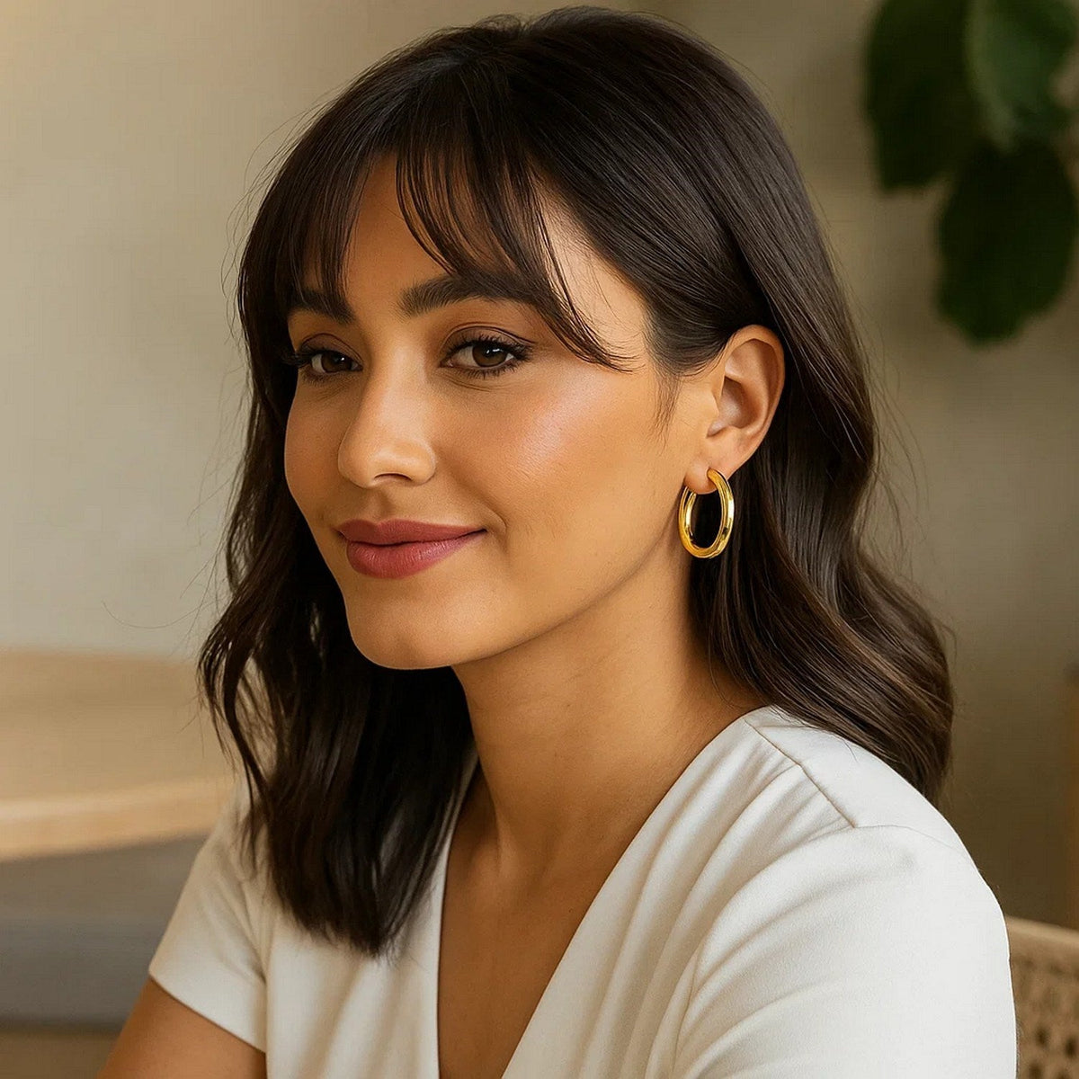 14k Yellow Gold Polished Hoop Earrings (30 mm) - LinkagejewelrydesignLinkagejewelrydesign