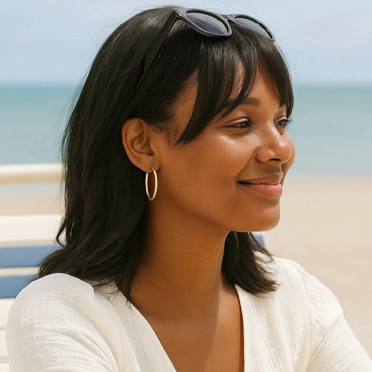 14k Yellow Gold Polished Hoop Earrings (3x20mm) - LinkagejewelrydesignLinkagejewelrydesign