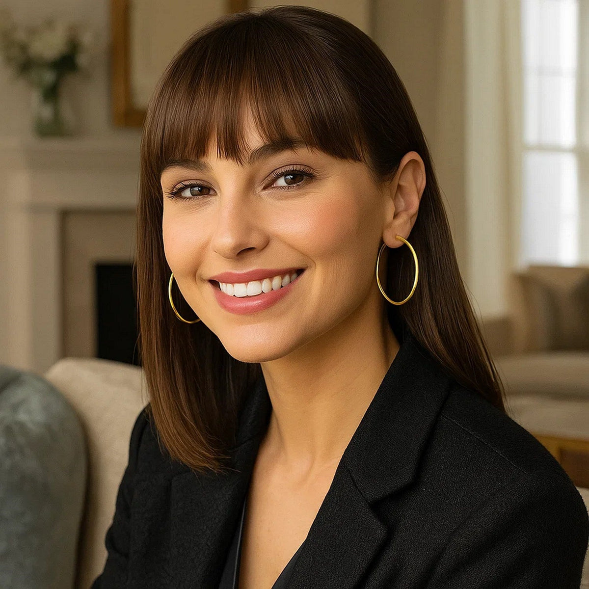 14k Yellow Gold Polished Hoop Earrings (3x50mm) - LinkagejewelrydesignLinkagejewelrydesign