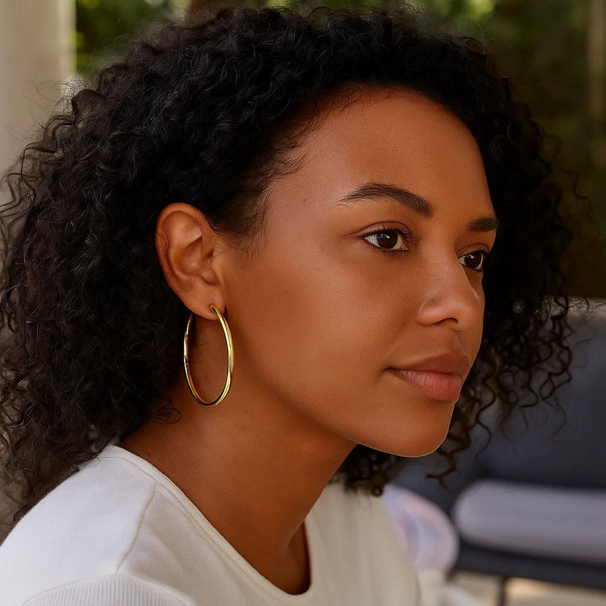 14k Yellow Gold Polished Hoop Earrings (3x50mm) - LinkagejewelrydesignLinkagejewelrydesign