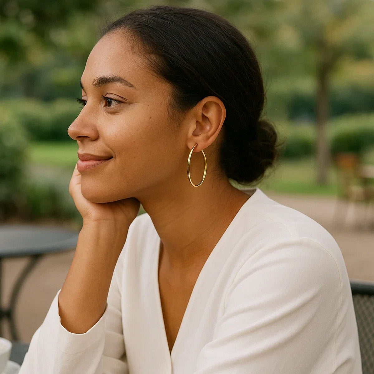 14k Yellow Gold Polished Hoop Earrings (40mm) - LinkagejewelrydesignLinkagejewelrydesign