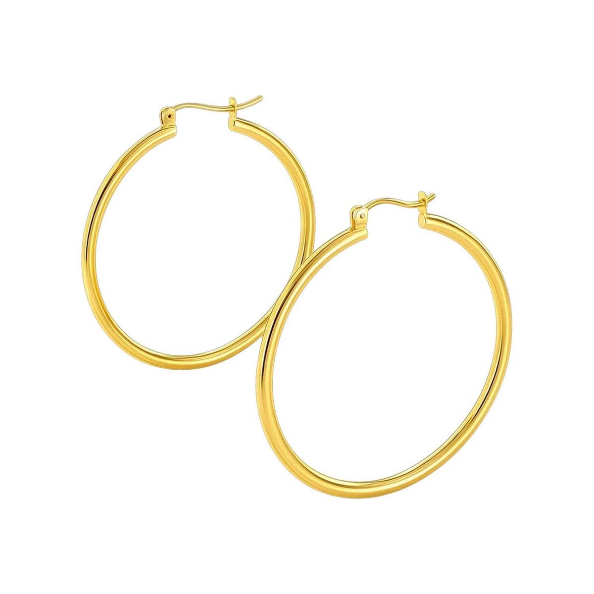 14k Yellow Gold Polished Hoop Earrings (40mm) - LinkagejewelrydesignLinkagejewelrydesign