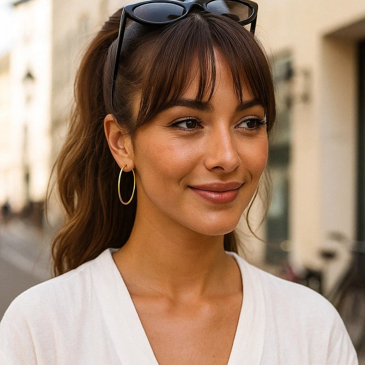 14k Yellow Gold Polished Hoop Earrings (45 mm) - LinkagejewelrydesignLinkagejewelrydesign