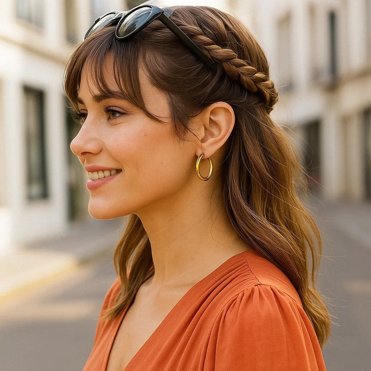 14k Yellow Gold Polished Hoop Earrings (4x25mm) - LinkagejewelrydesignLinkagejewelrydesign