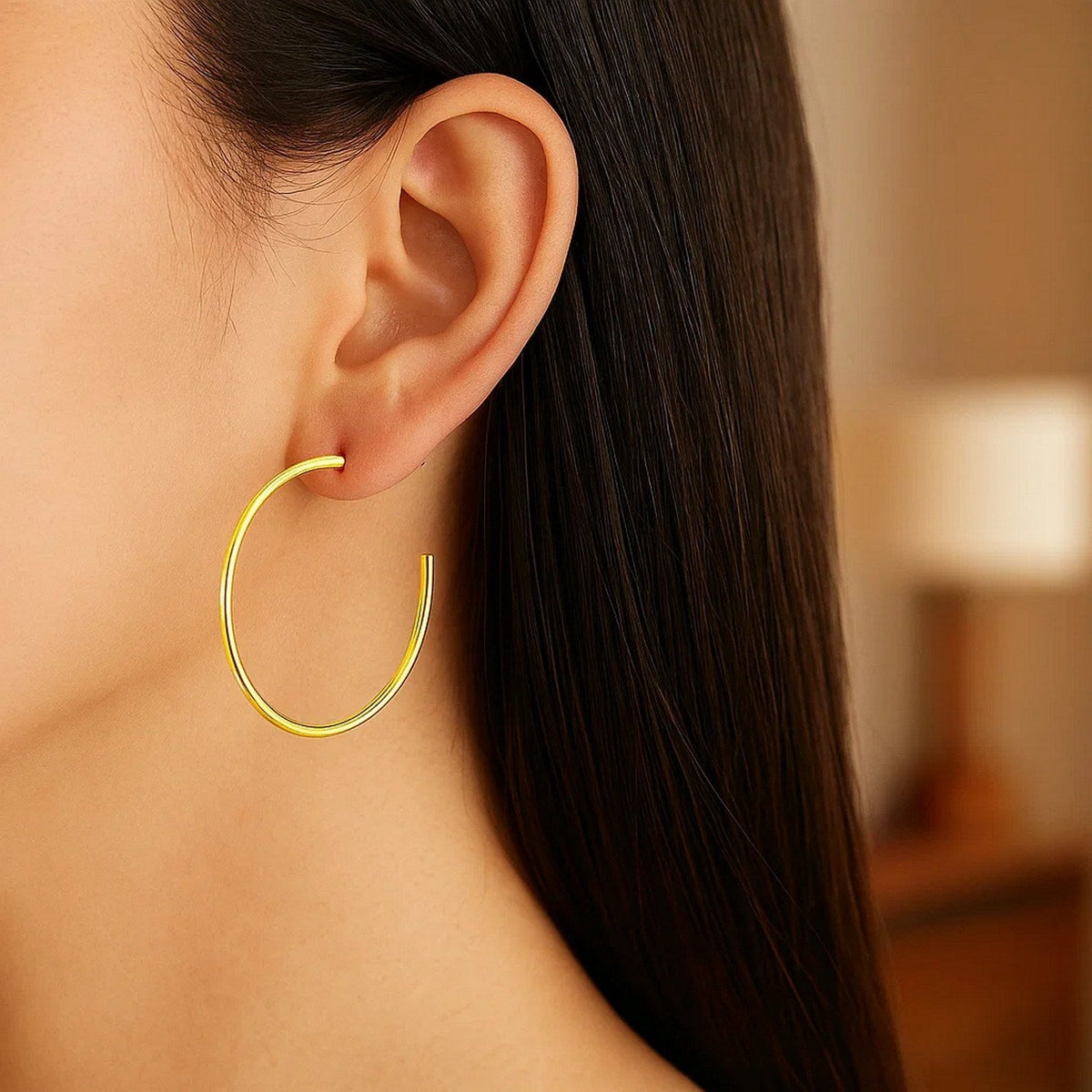 14k Yellow Gold Polished Hoop Earrings(1.5x40mm) - LinkagejewelrydesignLinkagejewelrydesign