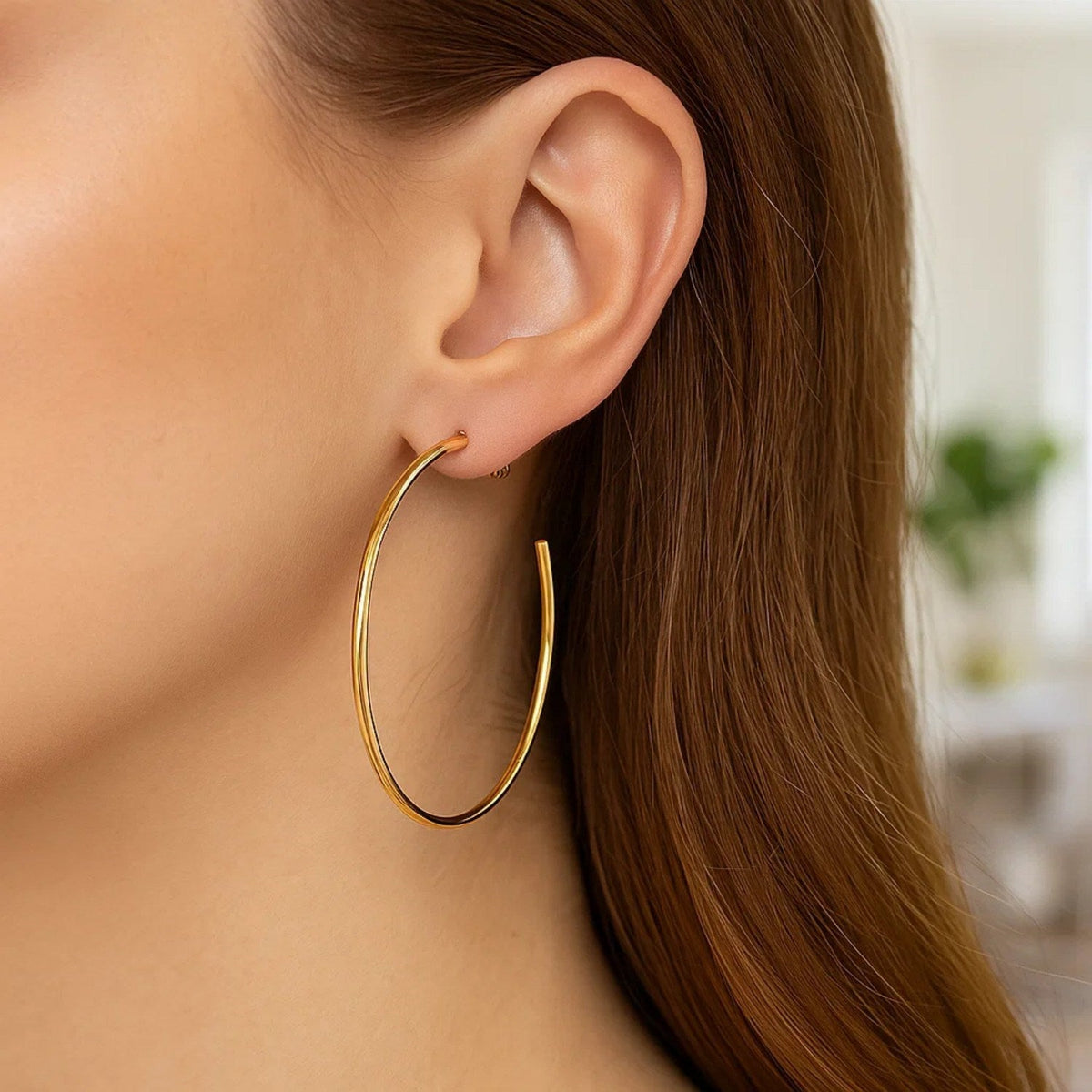 14k Yellow Gold Polished Hoop Earrings(1.5x50mm) - LinkagejewelrydesignLinkagejewelrydesign