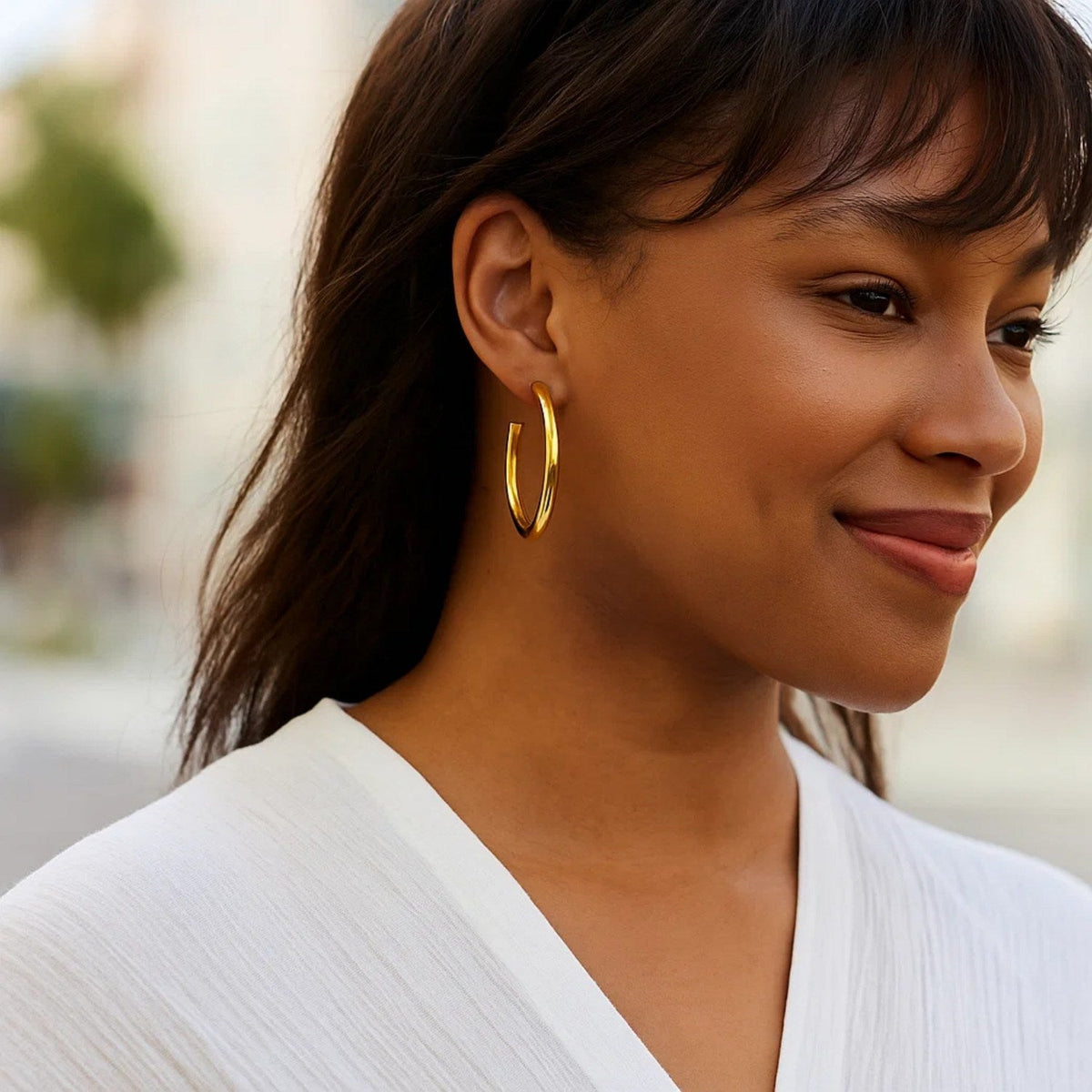 14k Yellow Gold Polished Hoop Earrings(4x40mm) - LinkagejewelrydesignLinkagejewelrydesign