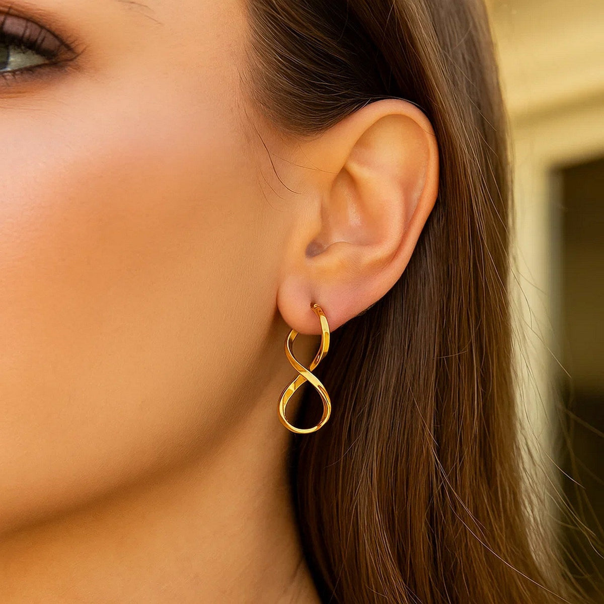 14k Yellow Gold Polished Infinity Shape Drop Earrings - LinkagejewelrydesignLinkagejewelrydesign