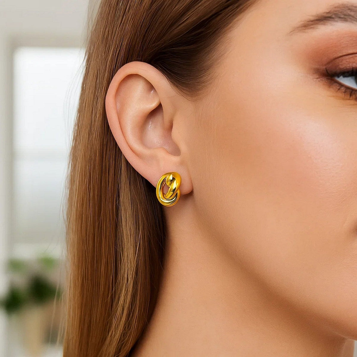 14k Yellow Gold Polished Knot Earrings - LinkagejewelrydesignLinkagejewelrydesign