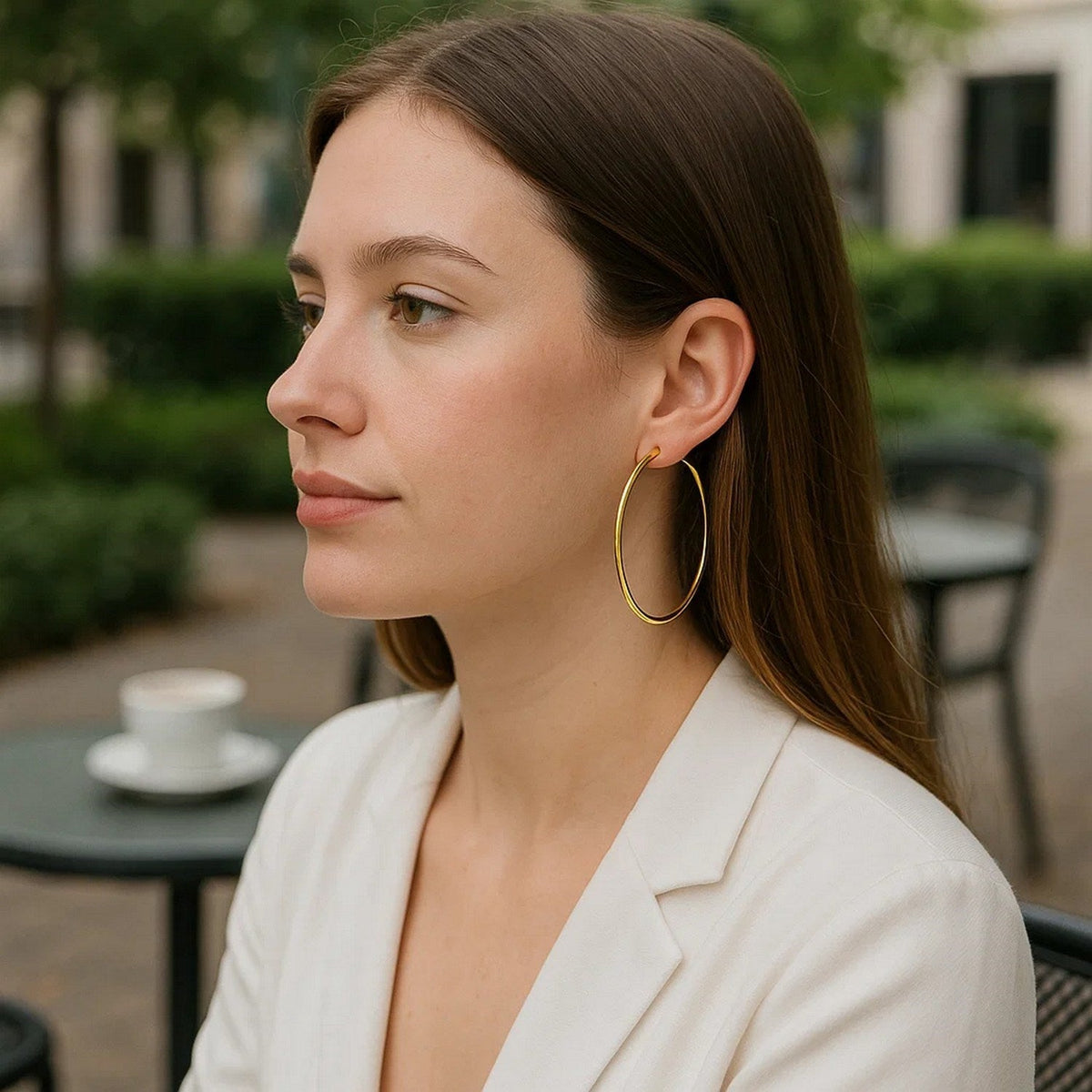14k Yellow Gold Polished Large Round Hoop Earrings - LinkagejewelrydesignLinkagejewelrydesign