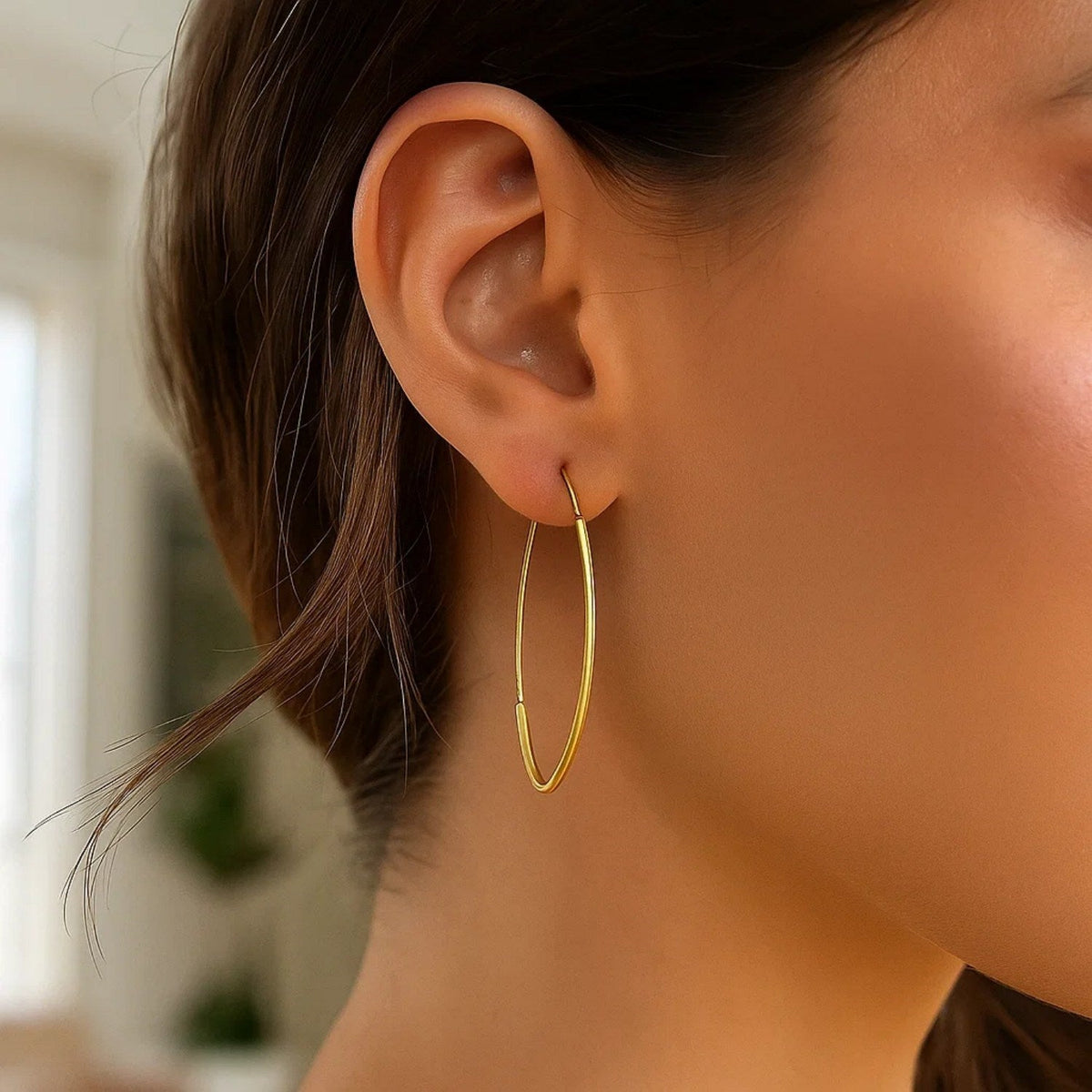 14k Yellow Gold Polished Long Marquise Motif Earrings - LinkagejewelrydesignLinkagejewelrydesign