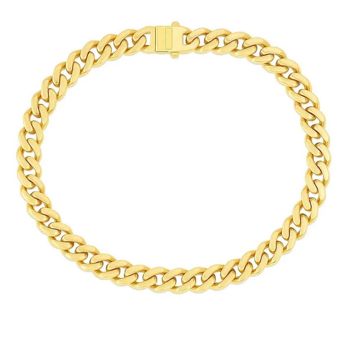 14k Yellow Gold Polished Miami Cuban Chain Bracelet (6.50 mm) - LinkagejewelrydesignLinkagejewelrydesign