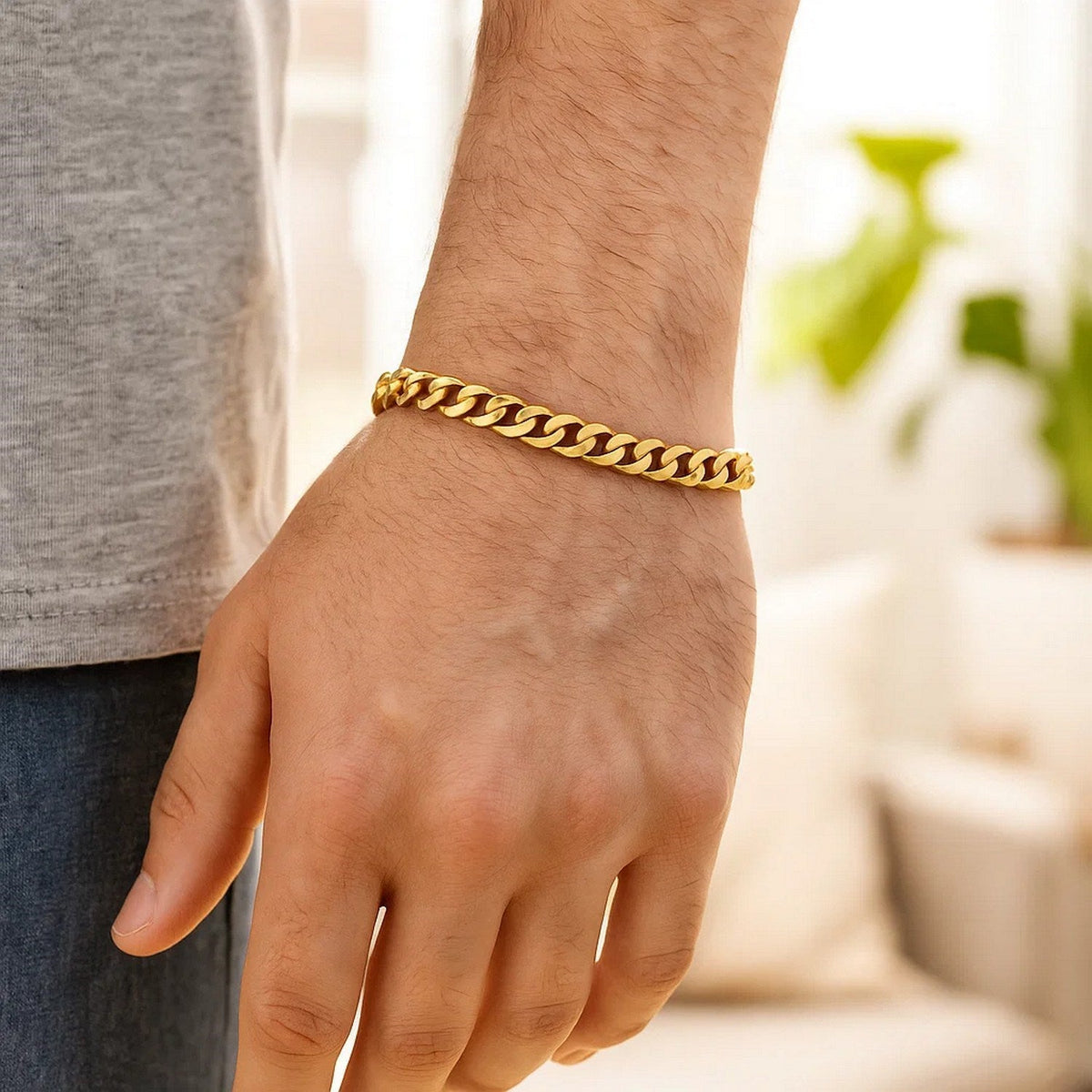 14k Yellow Gold Polished Miami Cuban Chain Bracelet (6.50 mm) - LinkagejewelrydesignLinkagejewelrydesign