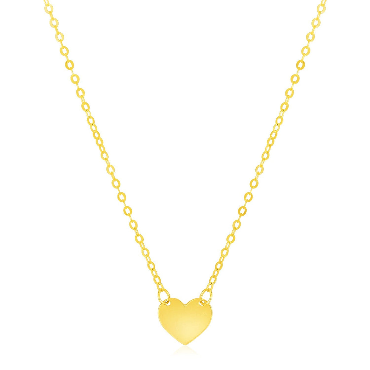 14k Yellow Gold Polished Mini Heart Necklace - LinkagejewelrydesignLinkagejewelrydesign