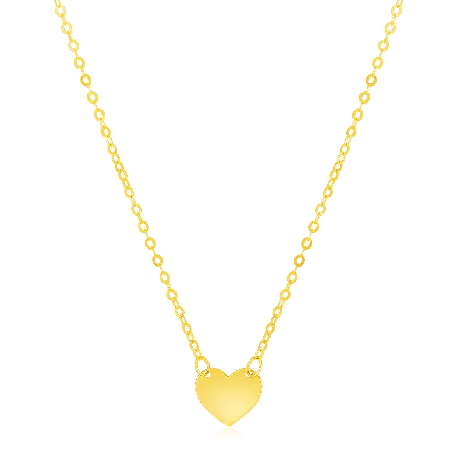 14k Yellow Gold Polished Mini Heart Necklace - LinkagejewelrydesignLinkagejewelrydesign