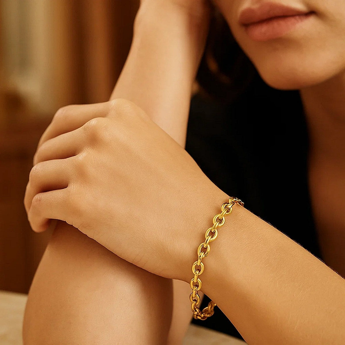 14k Yellow Gold Polished Oval Link Bracelet - LinkagejewelrydesignLinkagejewelrydesign