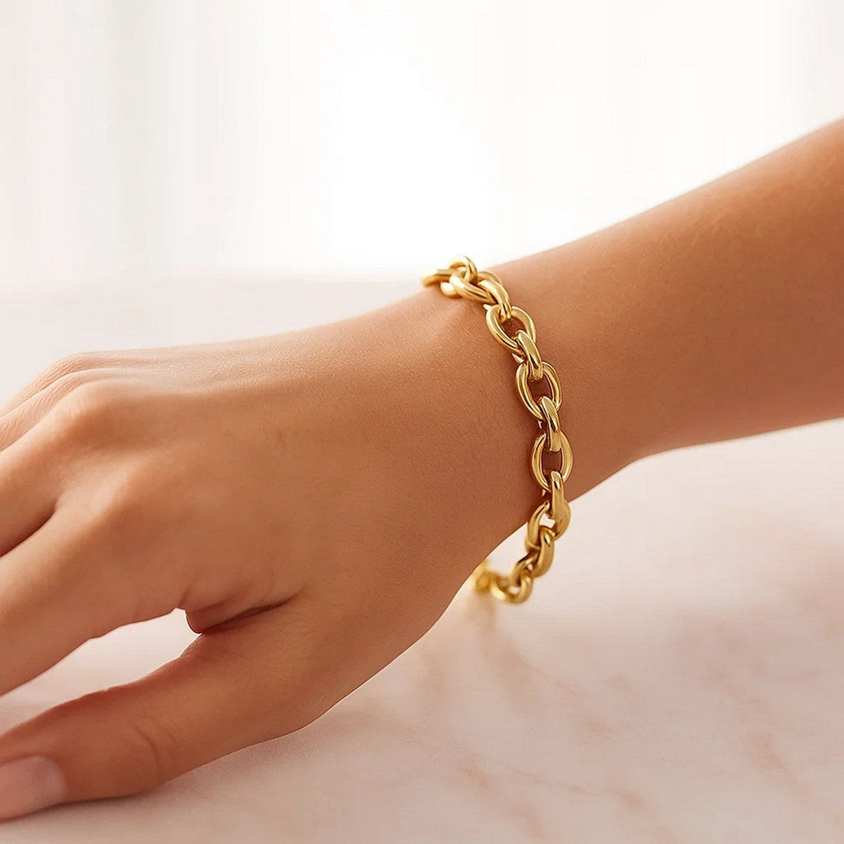 14k Yellow Gold Polished Oval Link Bracelet - LinkagejewelrydesignLinkagejewelrydesign