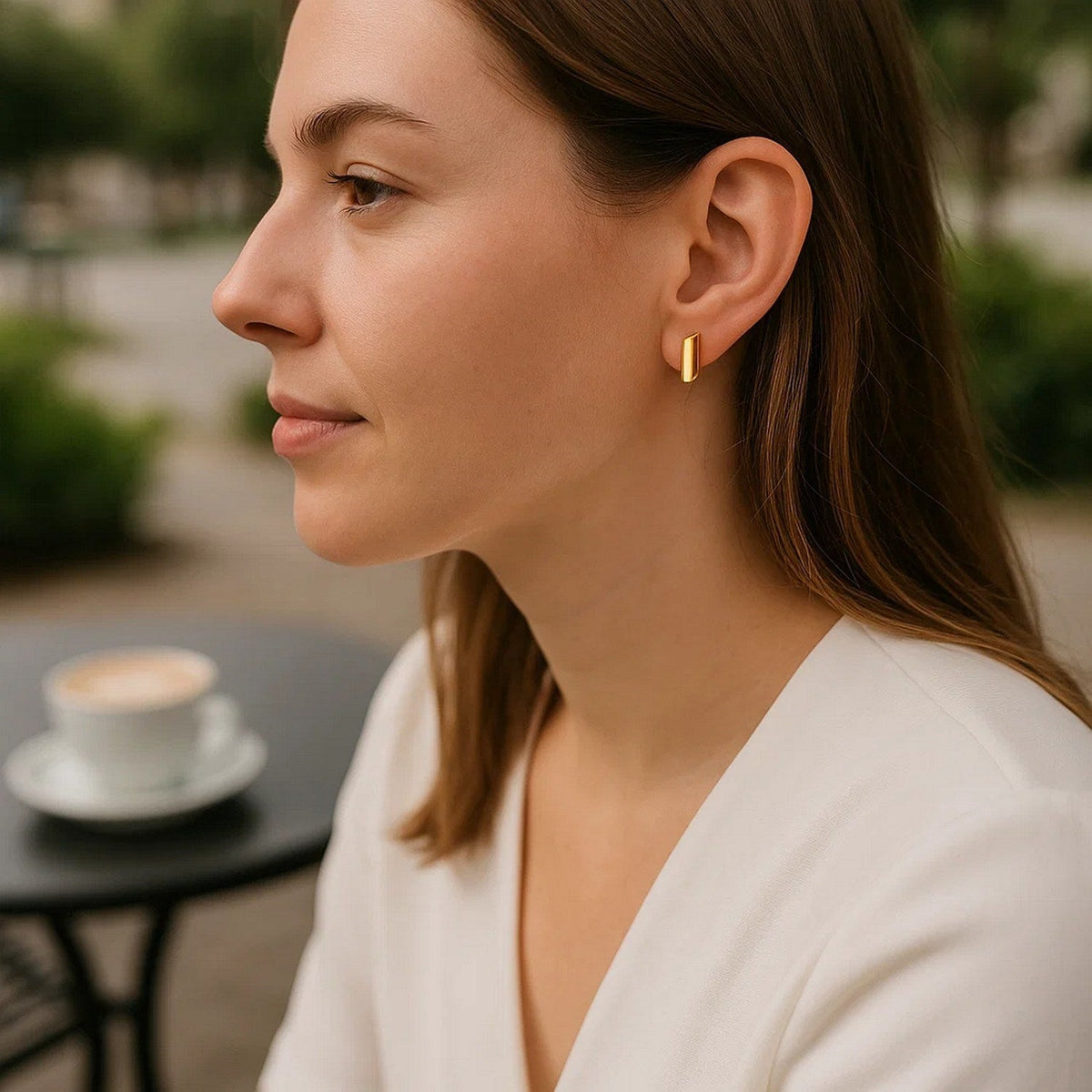 14k Yellow Gold Polished Rectangular Post Earrings - LinkagejewelrydesignLinkagejewelrydesign