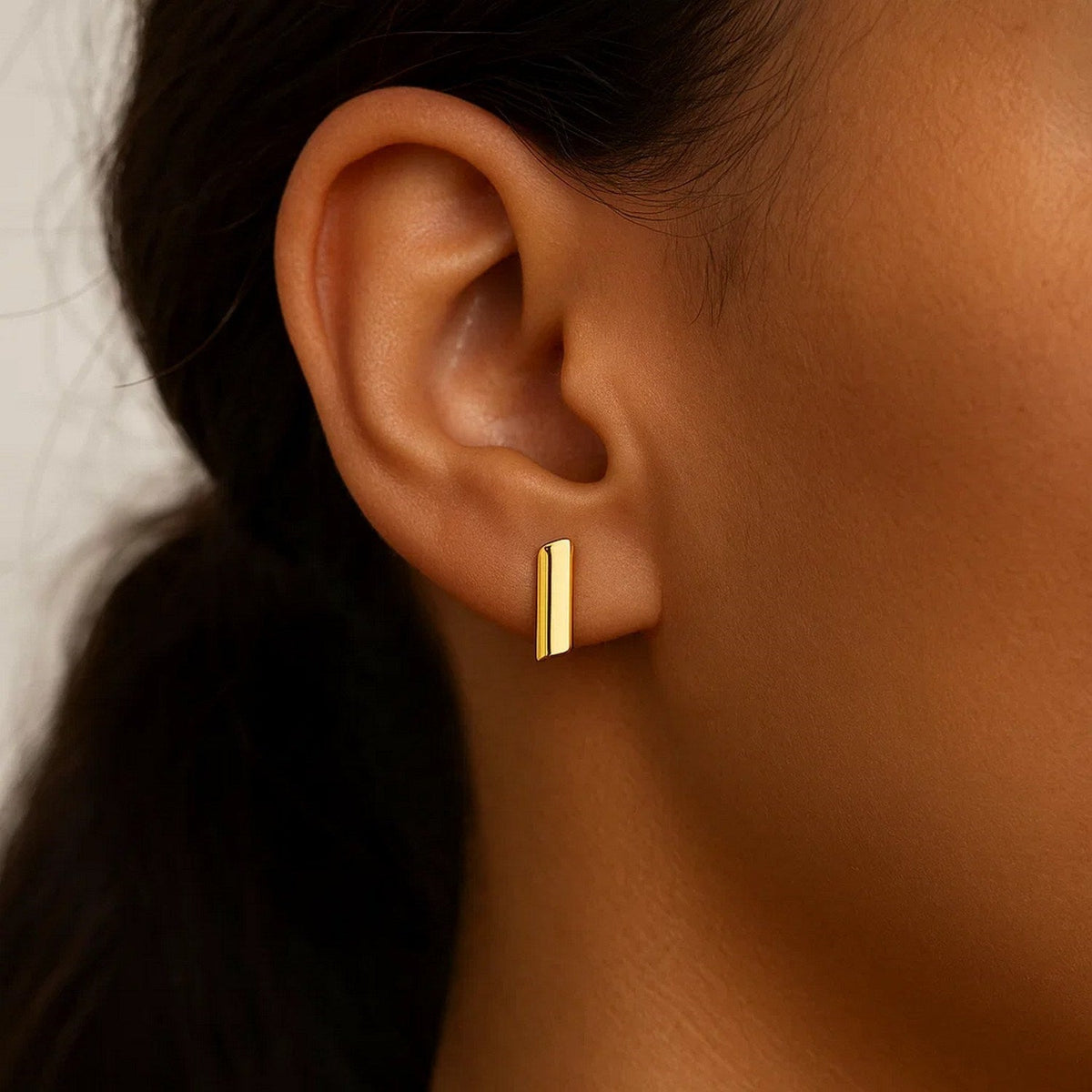 14k Yellow Gold Polished Rectangular Post Earrings - LinkagejewelrydesignLinkagejewelrydesign