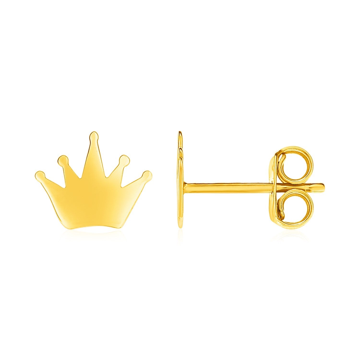 14k Yellow Gold Post Earrings with Crowns - LinkagejewelrydesignLinkagejewelrydesign