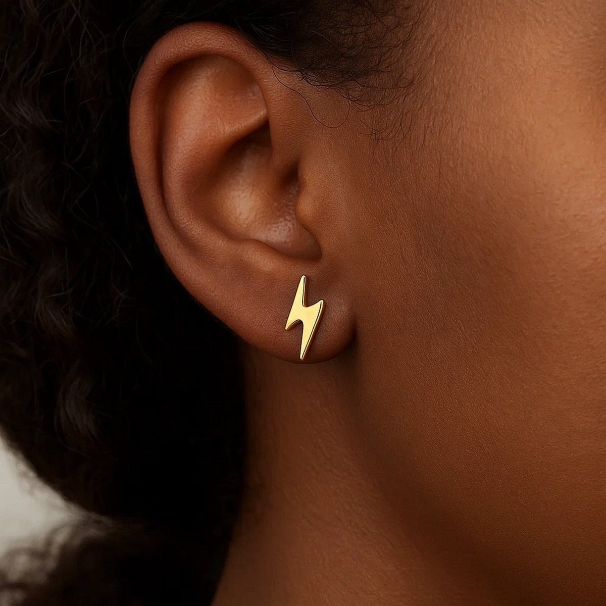 14k Yellow Gold Post Earrings with Lightning Bolts - LinkagejewelrydesignLinkagejewelrydesign
