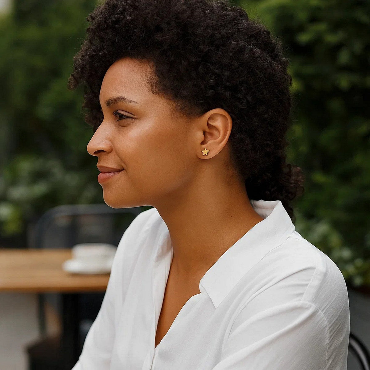 14k Yellow Gold Post Earrings with Stars - LinkagejewelrydesignLinkagejewelrydesign