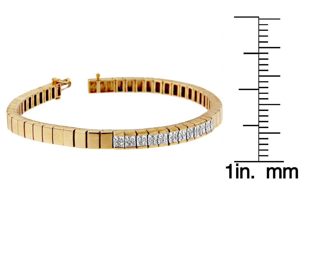 14K Yellow Gold Princess Cut Diamond Banded Bracelet (1.00 cttw, G - H Color, VS1 - VS2 Clarity) - LinkagejewelrydesignLinkagejewelrydesign