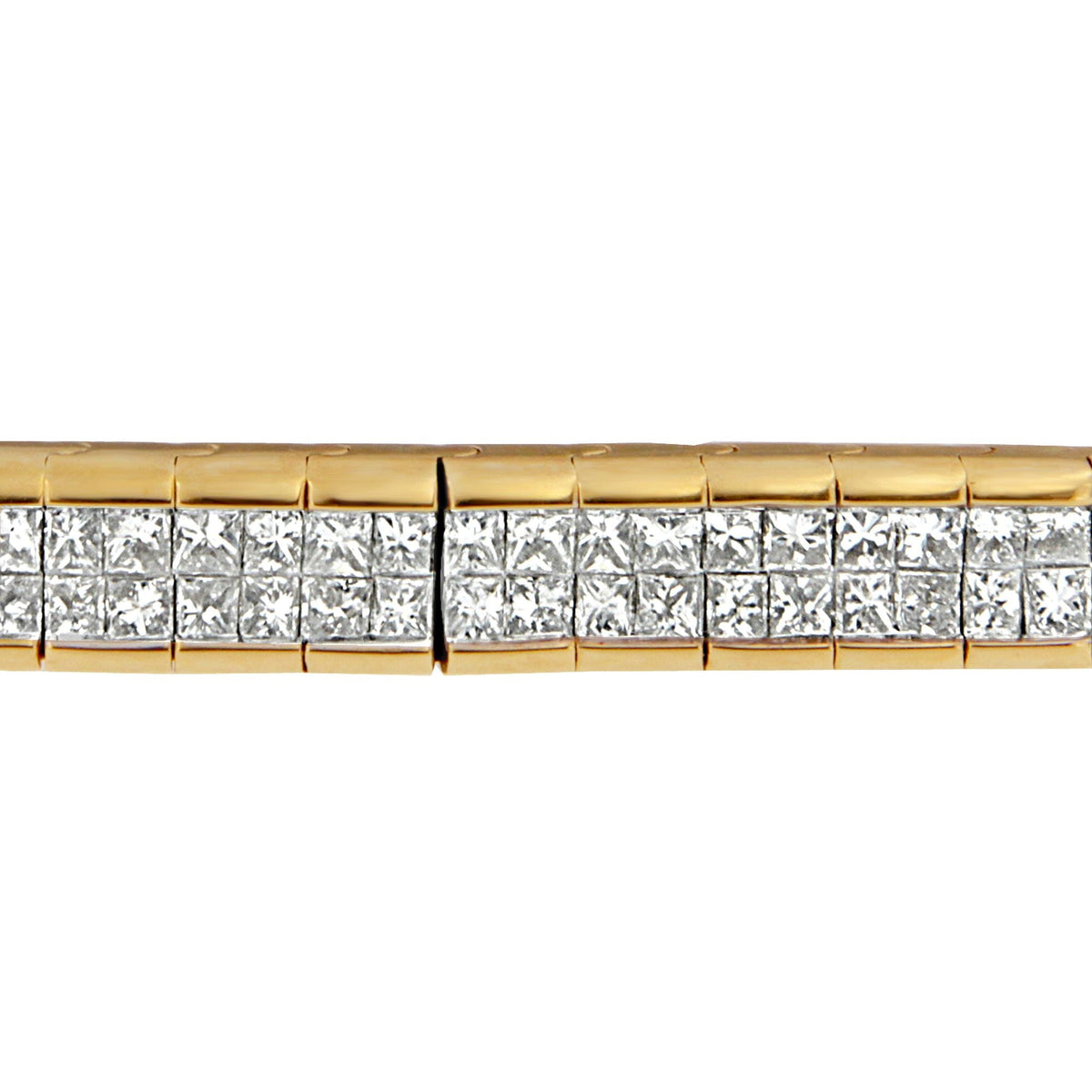 14K Yellow Gold Princess Cut Diamond Banded Bracelet (1.00 cttw, G - H Color, VS1 - VS2 Clarity) - LinkagejewelrydesignLinkagejewelrydesign