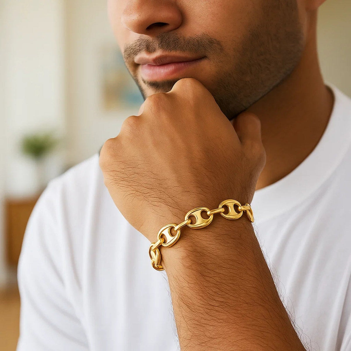 14k Yellow Gold Puffed Mariner Link Bracelet (11.00 mm) - LinkagejewelrydesignLinkagejewelrydesign