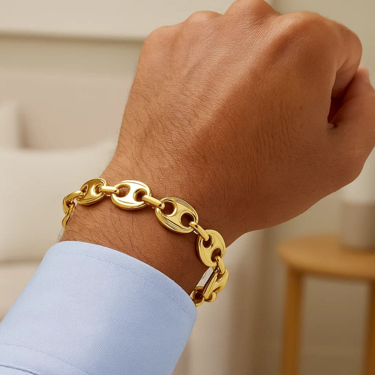 14k Yellow Gold Puffed Mariner Link Bracelet (11.00 mm) - LinkagejewelrydesignLinkagejewelrydesign