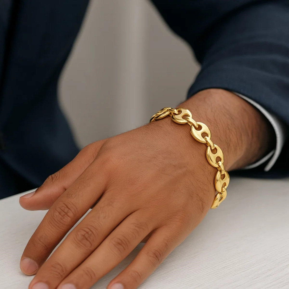 14k Yellow Gold Puffed Mariner Link Bracelet (11.00 mm) - LinkagejewelrydesignLinkagejewelrydesign