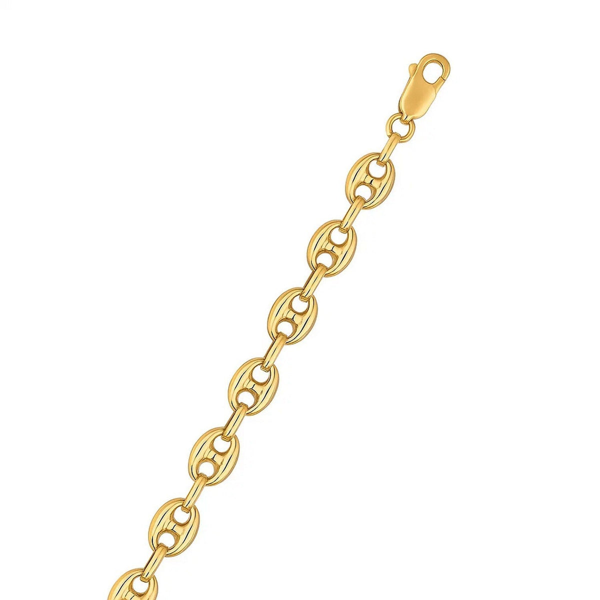 14k Yellow Gold Puffed Mariner Link Bracelet (6.80 mm) - LinkagejewelrydesignLinkagejewelrydesign