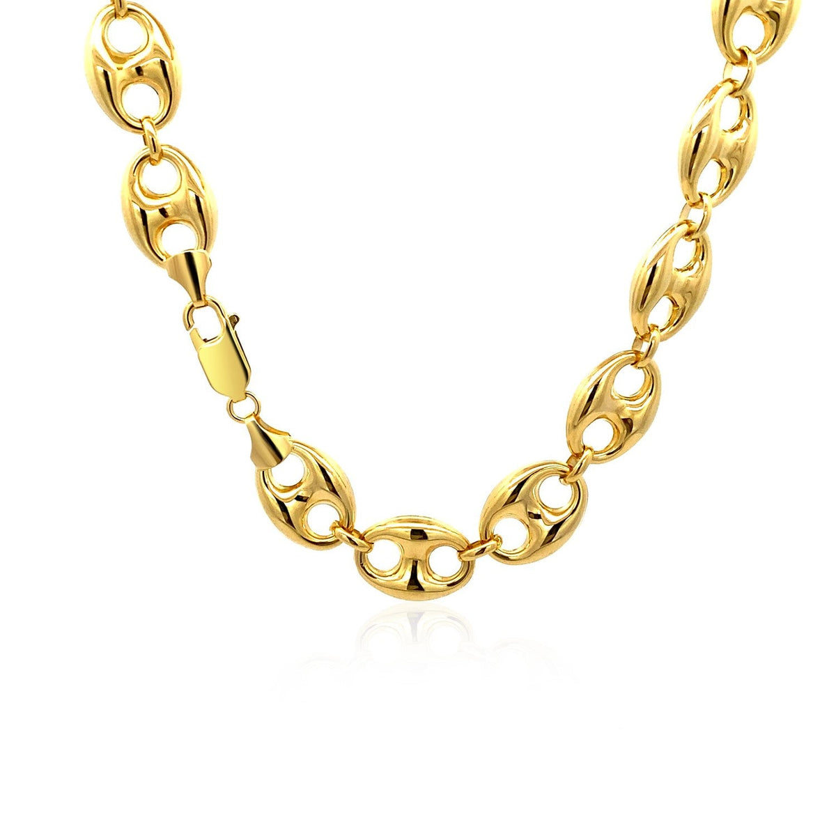 14k Yellow Gold Puffed Mariner Link Chain (11.00 mm) - LinkagejewelrydesignLinkagejewelrydesign