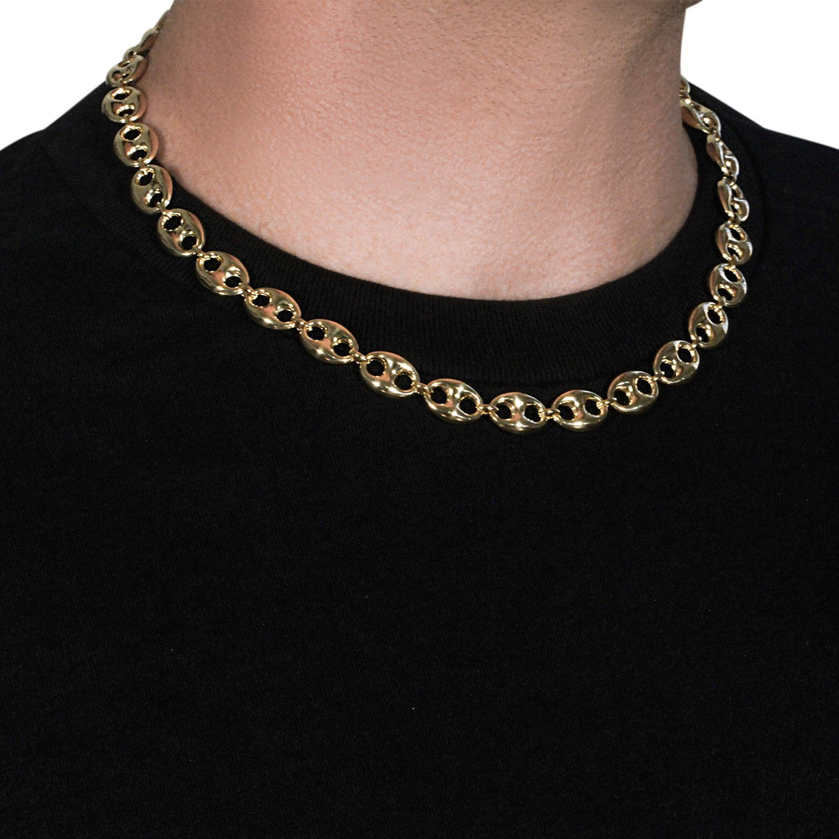 14k Yellow Gold Puffed Mariner Link Chain (11.00 mm) - LinkagejewelrydesignLinkagejewelrydesign