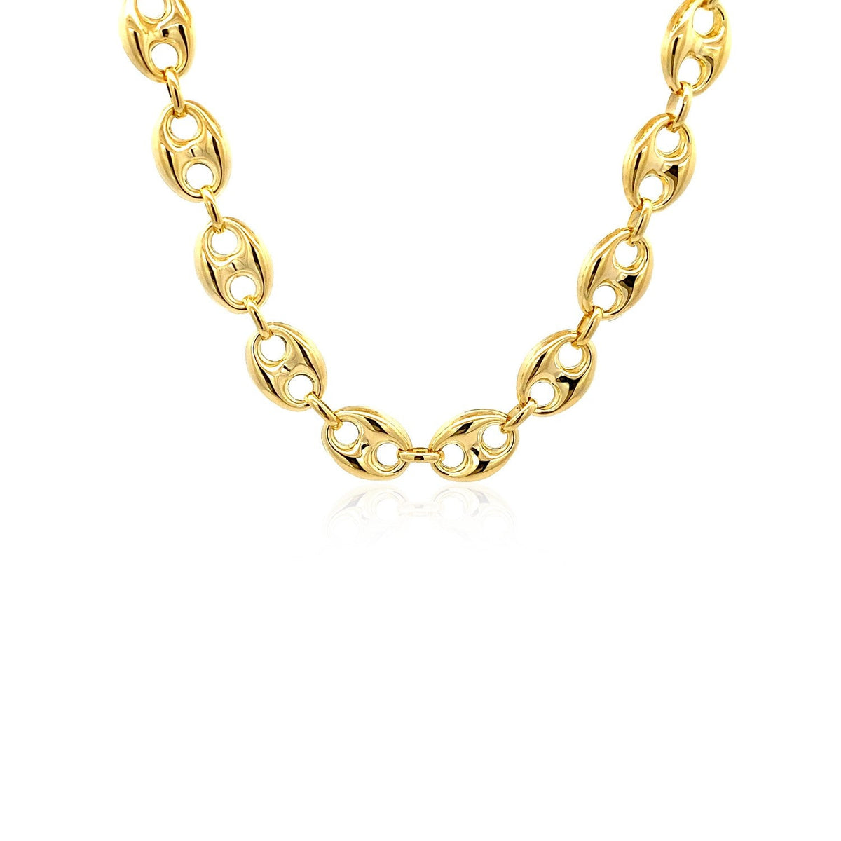 14k Yellow Gold Puffed Mariner Link Chain (9.00 mm) - LinkagejewelrydesignLinkagejewelrydesign
